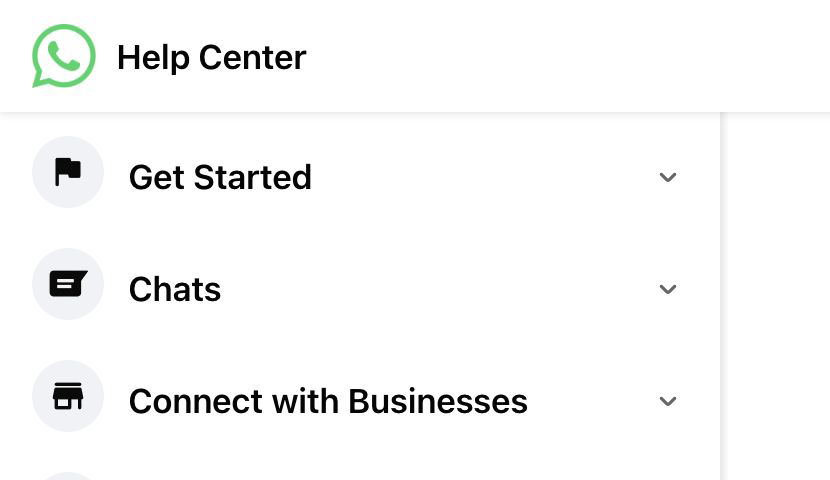 WhatsApp Help Center request account information instructions