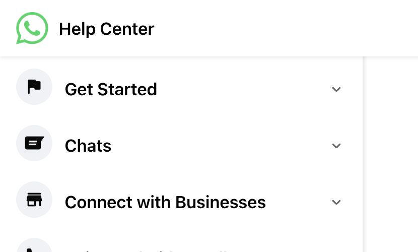 WhatsApp Help Center export chat instructions